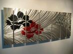 " Metal 2 Flowers " prachtig 7 luik Metal Art, Antiek en Kunst, Kunst | Schilderijen | Modern, Ophalen of Verzenden