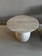 Nieuw Travertin bijzettafel, Huis en Inrichting, Tafels | Bijzettafels, Minder dan 55 cm, Rond, Nieuw, Hout