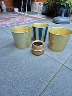 Bloempotten goud, Kunststof, Gebruikt, Rond, Ophalen of Verzenden