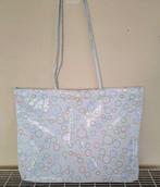Vintage Grote Witte Draagtas/Schoudertas met Print, Ophalen of Verzenden, Gebruikt, Wit, Overige typen