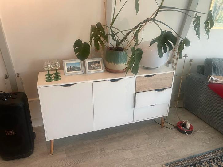 Witte Dressoirkast met Lades, Huis en Inrichting, Kasten | Dressoirs, Gebruikt, 100 tot 150 cm, 25 tot 50 cm, Met lade(s), Kunststof