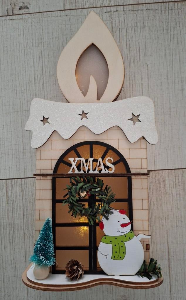 Kerstdecoratie Kaars met Sneeuwpop, Ophalen of Verzenden, Nieuw