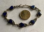 Vintage Style armbandje 7 hartjes edelsteen Lapis Lazuli, Nieuw, Blauw, Met edelsteen, Ophalen of Verzenden