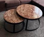 Marmeren salon tafel set, Huis en Inrichting, Tafels | Salontafels, Gebruikt, Rond, Metaal, Minder dan 50 cm