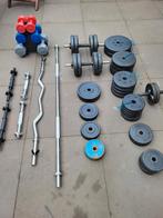 Halterschijven gewichten met stang klemmen dumbbellbar 150 €, Ophalen, Gebruikt