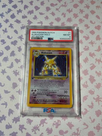 PSA 8 ALAKAZAM HOLO 01 DUTCH FIRST EDITION BASE SET 1 beschikbaar voor biedingen