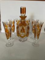 Boheems Kristal Karaf + 6 glazen / ADV#BoHgls 33, Antiek en Kunst, Antiek | Glas en Kristal, Ophalen