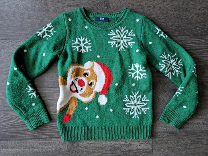 Kerst Trui  Blue  - 134/140  jusa17, Kinderen en Baby's, Kinderkleding | Maat 134, Gebruikt, Jongen of Meisje, Trui of Vest, Ophalen of Verzenden