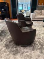 2 st Minotti Jaques draaibare stoelen leder Testa di Moro, Huis en Inrichting, Fauteuils, Ophalen of Verzenden, Zo goed als nieuw