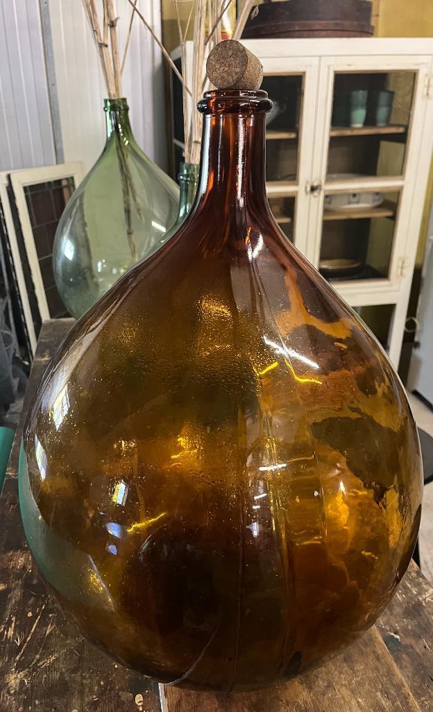 Dame Jeanne amberkleur, gistfles bruin, Antiek en Kunst, Curiosa en Brocante, Ophalen
