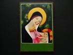 Een handbeschilderd icoon van Maria met Jezus, Antiek en Kunst, Antiek | Religie, Ophalen of Verzenden