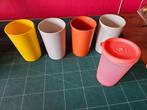 4 vrolijk gekleurde Tupperware bekers, zonder deksel, Ophalen of Verzenden, Zo goed als nieuw, Beker of Kan