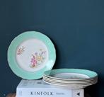 Set van 6 vintage kleurrijke gebloemde borden in pastelkleur, Huis en Inrichting, Keuken | Servies, Ophalen of Verzenden, Overige stijlen