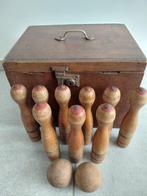 Vintage kegeltjes Josco met 9 beukenhouten kegels +2 ballen, Ophalen of Verzenden