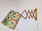 Vintage schaarlamp wandlamp Deens teakhout harmonica ´60, Huis en Inrichting, Lampen | Wandlampen, N, Vintage, Ophalen of Verzenden