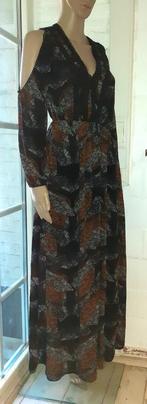 Lange jurk met blote schouders zwart bruin kaftan boho H&M, Verzenden, Zwart, Nieuw, Maat 34 (XS) of kleiner