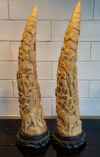 2 slagtand sculpturen, Ophalen of Verzenden