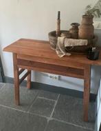 Landelijke sidetable teak hout tafel bijzettafel hoffz lade, Huis en Inrichting, 50 tot 100 cm, Teakhout, Ophalen of Verzenden