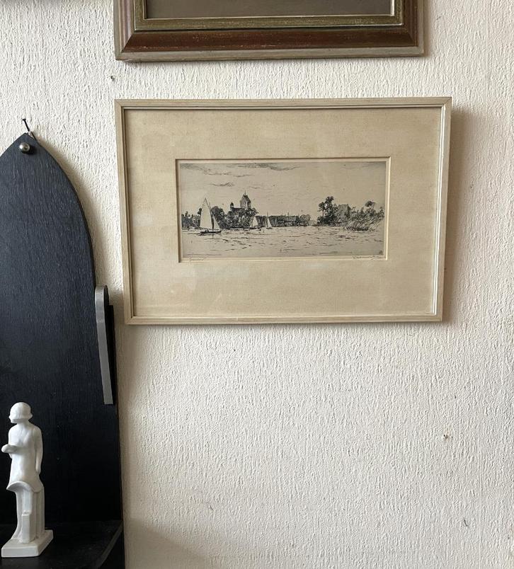 Johan Hemkes Ets Grouw Friesland, Antiek en Kunst, Kunst | Etsen en Gravures, Verzenden