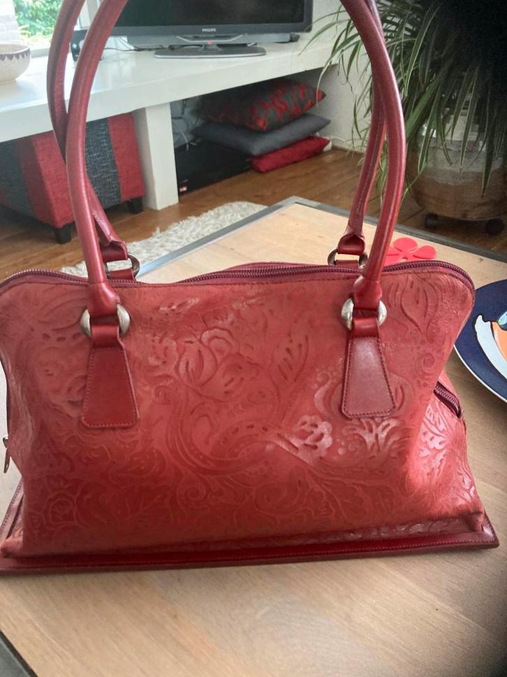 Nieuwe retro dokterstas, tomaatrood leer!, Sieraden, Tassen en Uiterlijk, Tassen | Damestassen, Zo goed als nieuw, Handtas, Bruin