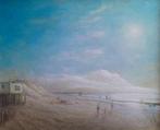 Schilderij strand bij De Koog Texel met lijst, Antiek en Kunst, Ophalen