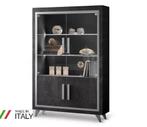 Buffet-Vitrinekast Silver hoogglans wit 2 deuren-Gratis LED-, Ophalen, Nieuw, 25 tot 50 cm, 150 tot 200 cm
