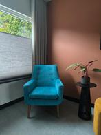 Twee fauteuils in goede staat turquoise blauw, Huis en Inrichting, Ophalen, 75 tot 100 cm, Zo goed als nieuw, Stof