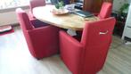 eetkamerstoelen rood, Huis en Inrichting, Stoelen, Vier, Gebruikt, Zie foto"'s., Hout