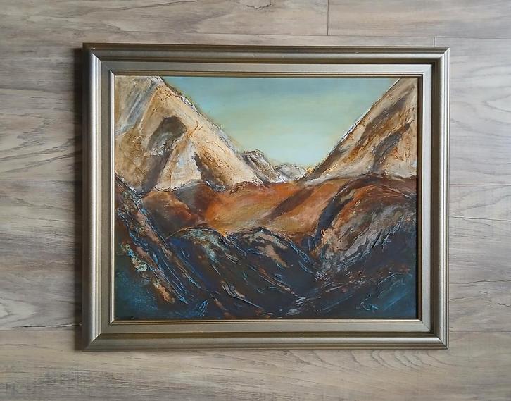 Schilderij # Berglandschap, Antiek en Kunst, Kunst | Schilderijen | Klassiek, Ophalen of Verzenden