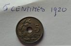 5 Centimes 1920 België, Ophalen of Verzenden, Overig, Losse munt