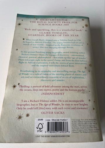 The Age of Wonder - Richard Holmes beschikbaar voor biedingen