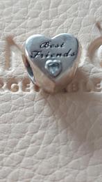 Originele Pandora bedel hartje tekst best friends zirkonia, Ophalen of Verzenden, Zo goed als nieuw, Zilver, Pandora