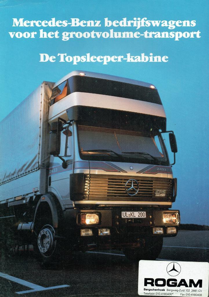 Folder Mercedes-Benz Eurogeneratie Topsleeper-kabine (1990), Boeken, Auto's | Folders en Tijdschriften, Gelezen, Mercedes, Ophalen of Verzenden