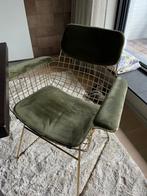 4x Gouden eetkamerstoelen met groene bekleding hk living, Huis en Inrichting, Stoelen, Ophalen, Overige kleuren, Zo goed als nieuw