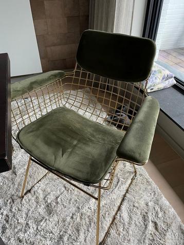 4x Gouden eetkamerstoelen met groene bekleding hk living beschikbaar voor biedingen