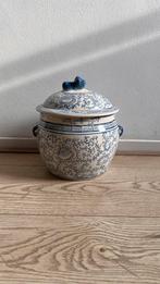 Wit-blauwe Chinese gemberpot met Foo Dog-deksel, Ophalen of Verzenden