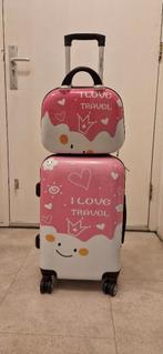 Leuke roze kinder/meiden koffer met bijpassende handbagage., Ophalen, Gebruikt