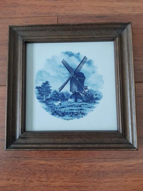 Ingelijste tegel 20 x 20 cm molen variant C, Antiek en Kunst, Antiek | Wandborden en Tegels, Ophalen of Verzenden