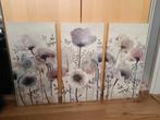 Drieluik schilderij bloemen roze, paars, bruin, Huis en Inrichting, Woonaccessoires | Schilderijen, Tekeningen en Foto's, Ophalen of Verzenden