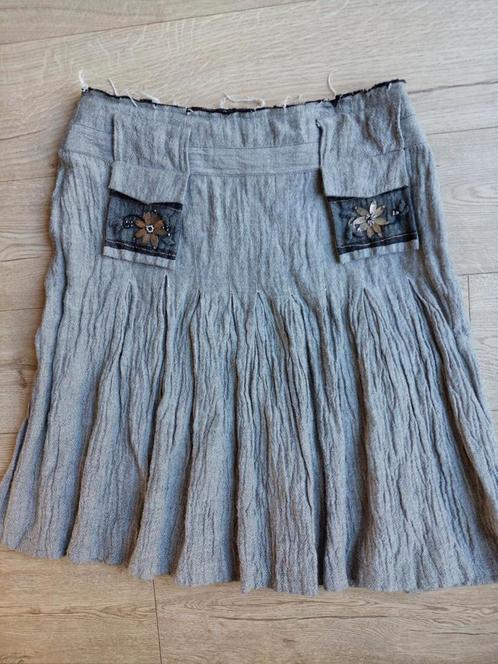Rok kniel.67cm Stroke L grijs viscose/wol/polyest 1xGedragen, Kleding | Dames, Rokken, Nieuw, Maat 42/44 (L), Grijs, Knielengte