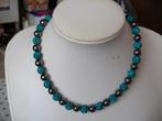 Een mooie Hematiet met Turquois Strass Bollen ketting, Sieraden, Tassen en Uiterlijk, Antieke sieraden, Verzenden, Overige materialen