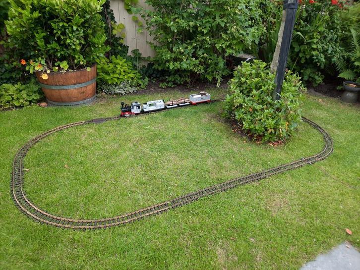 LGB trein set in grijze uitvoering., Hobby en Vrije tijd, Modeltreinen | Overige schalen, Zo goed als nieuw, Rails, Gelijkstroom