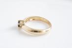 18 Karaat Gouden Ring Met Saffier Edelsteen, Ophalen of Verzenden, Zo goed als nieuw, 17 tot 18, Met edelsteen