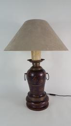 Antieke tafellamp, houten basis uit 1886, nieuwe kap. S5, Tweedehands verkoop, Gebruikt, Ophalen of Verzenden, Minder dan 50 cm