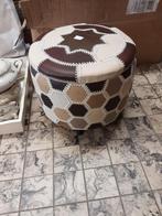 Vintage leren poef met patchwork, Ophalen, Minder dan 50 cm, Gebruikt, Vintage