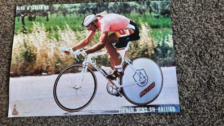Wielerposter Laurent Fignon, Verzamelen, Sportartikelen en Voetbal, Zo goed als nieuw, Poster, Plaatje of Sticker, Overige sporten