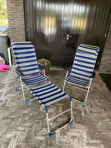 2 Crespo kampeerstoelen met voetensteun beschikbaar voor biedingen
