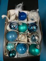 Vintage kerstballen blauw zilver krebs zwaan, Diversen, Kerst, Ophalen of Verzenden, Gebruikt