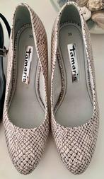 Beige/zwart croco leren pumps Tamaris mt 39, Ophalen of Verzenden, Zo goed als nieuw, Zwart