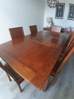 Tafel met 6 houten stoelen, Gebruikt, 200 cm of meer, Rechthoekig, 50 tot 100 cm